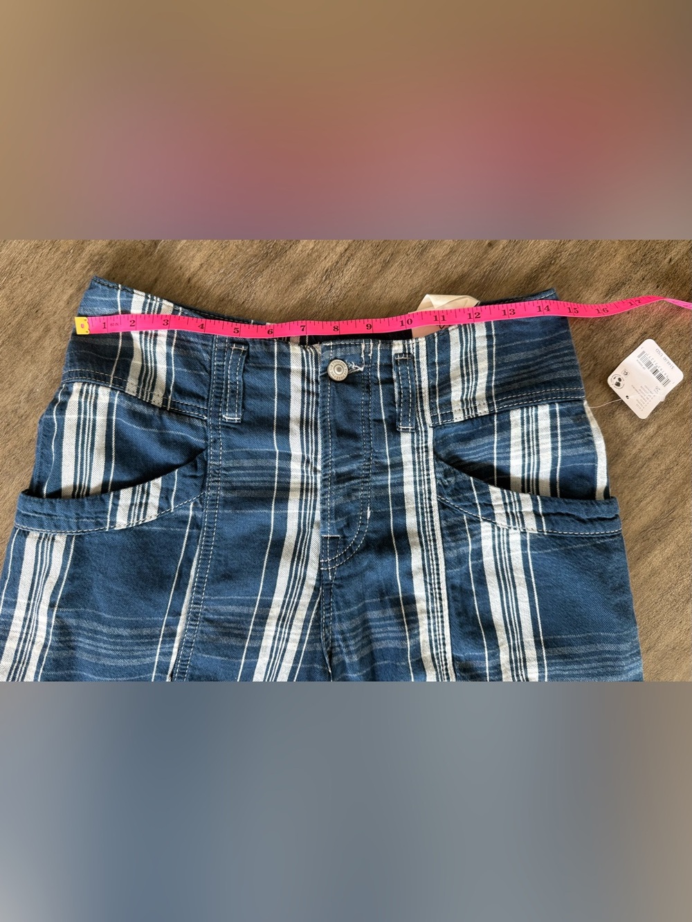 NWT Free People Rose Hall Low Slung Trousers size 26 Blue White - Picture 4 of 14